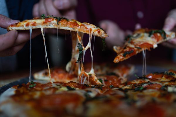 people eating pizza